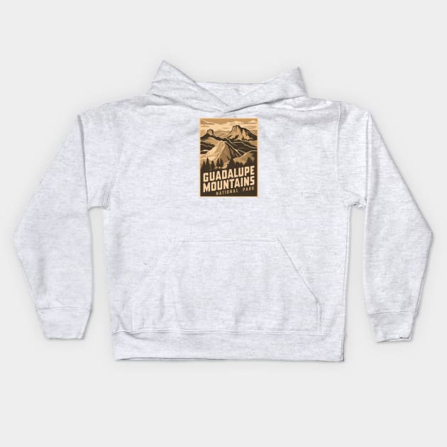 Poster Illustration of Guadalupe Mountains National Park Kids Hoodie by Perspektiva